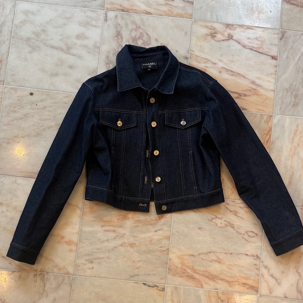 CHANEL Dark Blue Denim Jacket